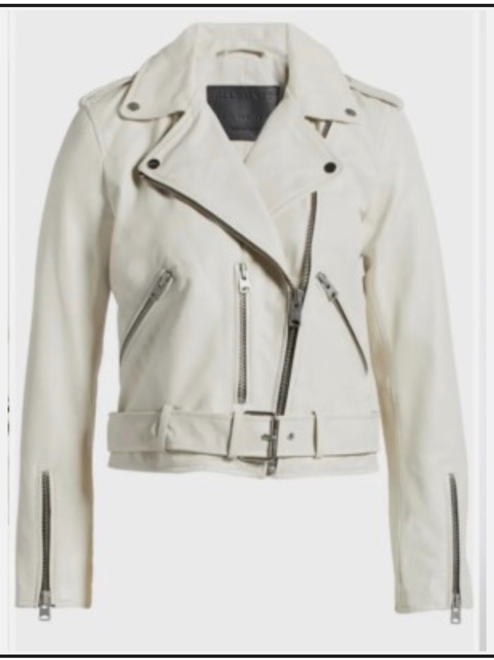 All Saints Ivory Belfran Leather Jacket with Belt